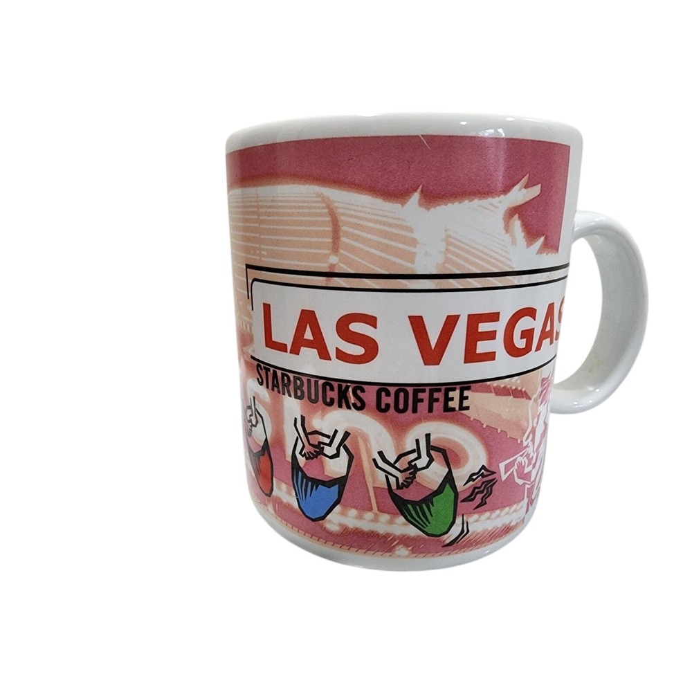 Starbucks City Collage Series 20 oz Coffee Mug 1999 LAS VEGAS Old Downtown Pink